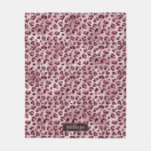 Roze Luipaard Dierprint Met Nepfolie En Naam Fleece Deken (Voorkant)