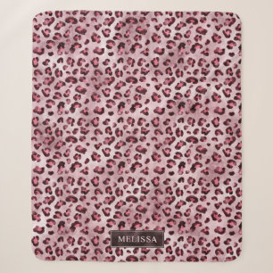 Roze Luipaard Dierprint Met Nepfolie En Naam Sherpa Deken