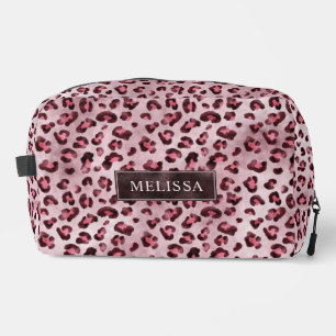 Roze Luipaard Dierprint Met Nepfolie En Naam Toilettasje