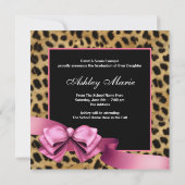 Roze Luipaard Foto Afstudeer Aankondigingen (Achterkant)