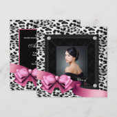 Roze Luipaard Foto Afstudeer Uitnodigingen (Voorkant / Achterkant)