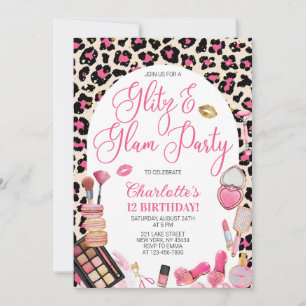 Roze Luipaard Glans en Glamour Feest Verjaardagsfe Kaart