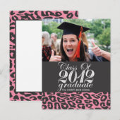 Roze luipaard klasse van 2012 Graduation Briefkaar Aankondigingskaart (Voorkant / Achterkant)