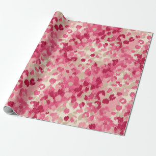 Roze Luipaard Kwaststreek Naadloos Patroon Cadeaupapier