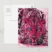 Roze luipaard met blauwe ogen briefkaart (Voorkant / Achterkant)