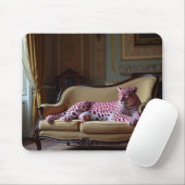 Roze luipaard mousepad muismat (Met muis)