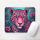 Roze luipaard mousepad muismat (Met muis)