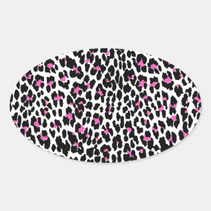 roze luipaard ovale sticker