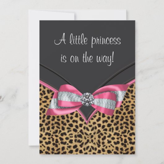Roze Luipaard Prinses Baby Shower Kaart (Voorkant)