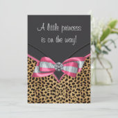 Roze Luipaard Prinses Baby Shower Kaart (Staand voorkant)