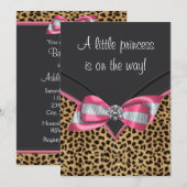 Roze Luipaard Prinses Baby Shower Kaart (Voorkant / Achterkant)