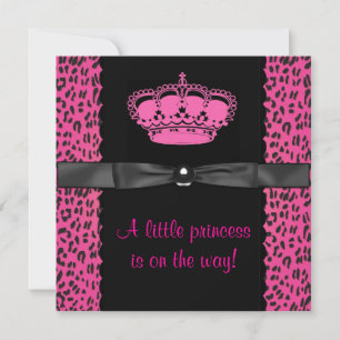 Roze Luipaard Prinses Meisje Baby Shower Kaart