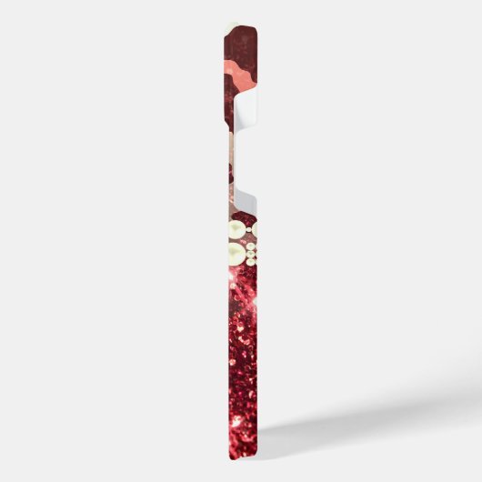 Roze Luipaard Print en Glitter iPhone Hoesje (Linkerkant)