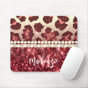 Roze Luipaard Print en Glitter Muismat