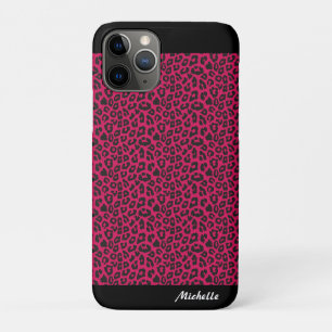 roze luipaard print gepersonaliseerd iPhone 11 pro hoesje