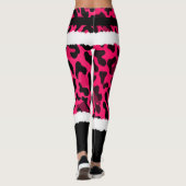 Roze Luipaard Print Kerstman Kostuum Kerstmis Leggings (Achterkant)