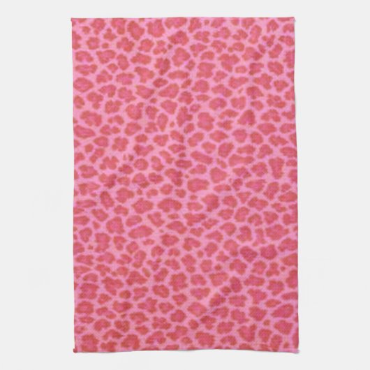 Roze luipaard print keukenhanddoek (Verticaal)