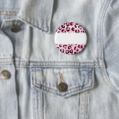 Roze luipaard printpatroon. ronde button 5,7 cm (In situ)