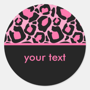 Roze luipaard ronde sticker