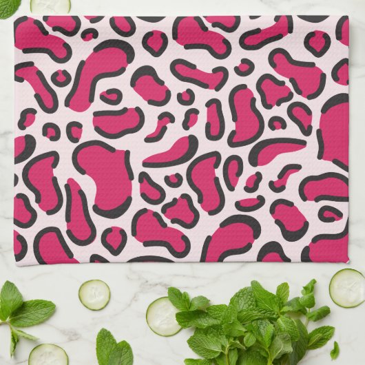 Roze luipaard theedoek (Gevouwen)