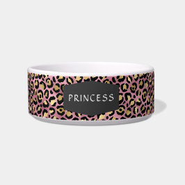 Roze Luipaard Vel Patroon Huisdier Hond Voerbakje