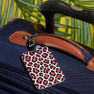 Roze Luipaardprint Bagagielabel Bagagelabel