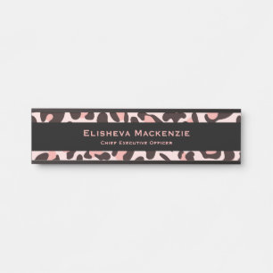 Roze Luipaardprint Deur Bord Naamplaat