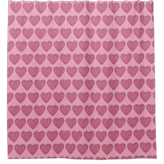 Roze Luipaardprint Harten Douchegordijn