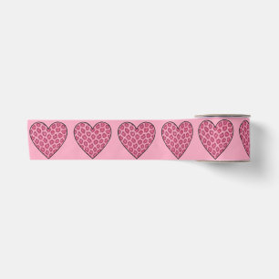 Roze Luipaardprint Harten Lint