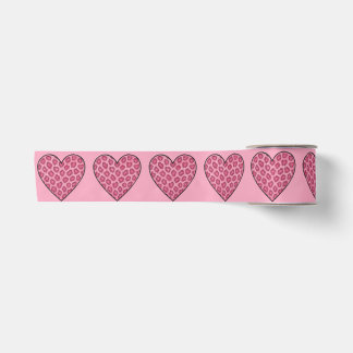 Roze Luipaardprint Harten Lint