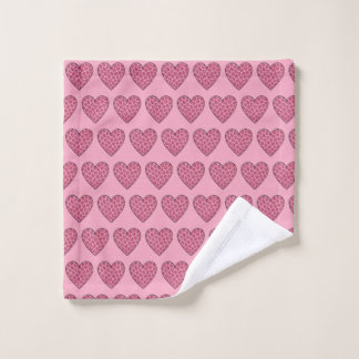 Roze Luipaardprint Harten Washandje