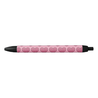 Roze Luipaardprint Harten Zwarte Inkt Pen