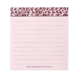 Roze Luipaardprint Met Lijnen En Aangepaste Tekst Notitieblok