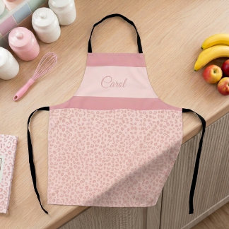 Roze Luipaardprint met Naam Gestreept Cheetah Schort
