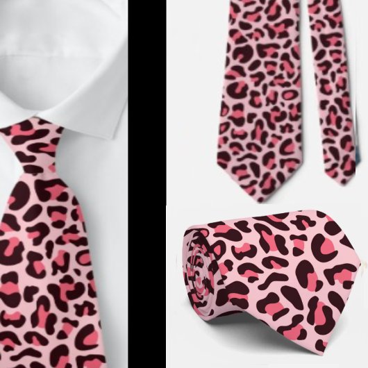 Roze Luipaardprint Punkrock Stropdas