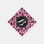 Roze luipaardprint servetten met eigen monogram (Hoek)