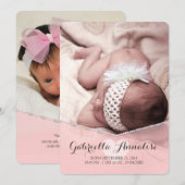 Roze Lullaby Baby Girl Foto geboorteaankondiging Aankondiging (Voorkant / Achterkant)