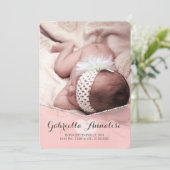 Roze Lullaby Baby Girl Foto geboorteaankondiging Aankondiging (Staand voorkant)