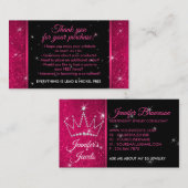 Roze luxe juwelen Dank u kroon Visitekaartje (Voorkant / Achterkant)