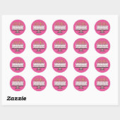 roze maagdenpennetje ronde sticker (Vel)