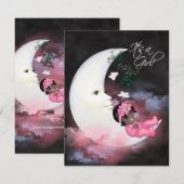 Roze Maan Afrikaans Amerikaans Baby Meisje Douche Kaart (Voorkant / Achterkant)