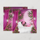 Roze Maan Baby Meisje Douche Uitnodigingen (Voorkant / Achterkant)