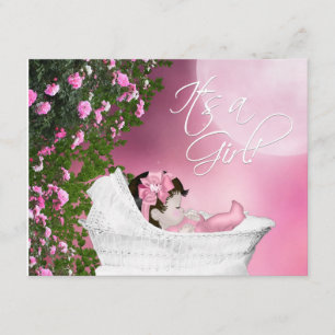 Roze Maan Baby Meisje Shower Uitnodigingen