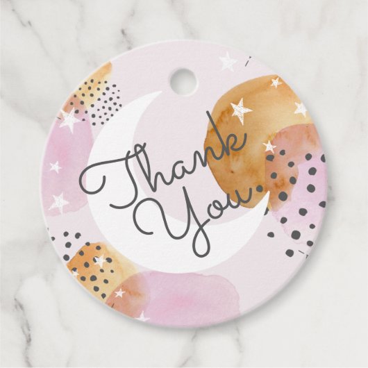 Roze maan bedankjes labels (Voorkant)