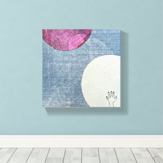 Roze Maan Canvas Print (Insitu (Houten vloer))