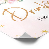 Roze Maan en Sterren Baby shower Drinken Poster (Hoek)