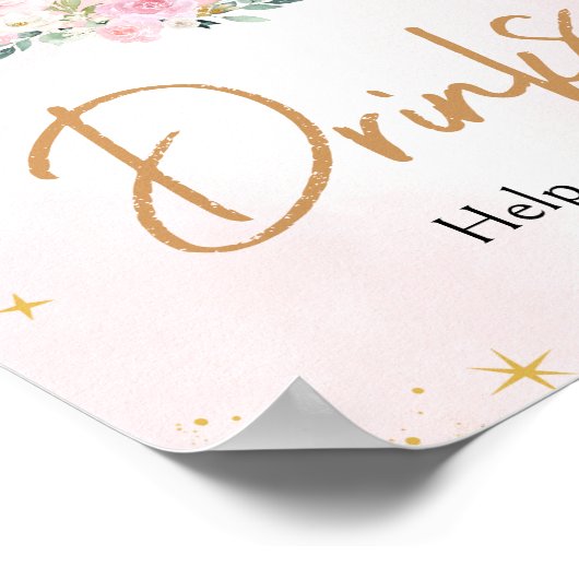 Roze Maan en Sterren Baby shower Drinken Poster (Hoek)