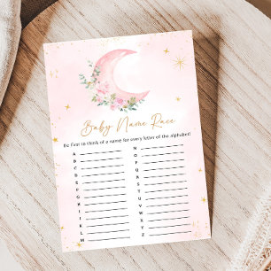 Roze Maan en Sterren Baby Shower Naam Raced Game