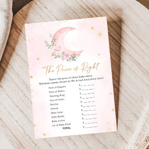 Roze Maan en Sterren Baby Shower Naam Raden Spel