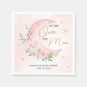 Roze Maan en Sterren Baby Shower Servet